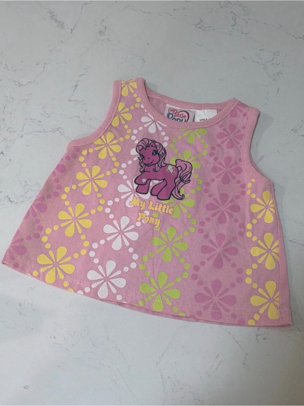 Vintage My Little Pony Pink Floral Tank Top for Kids